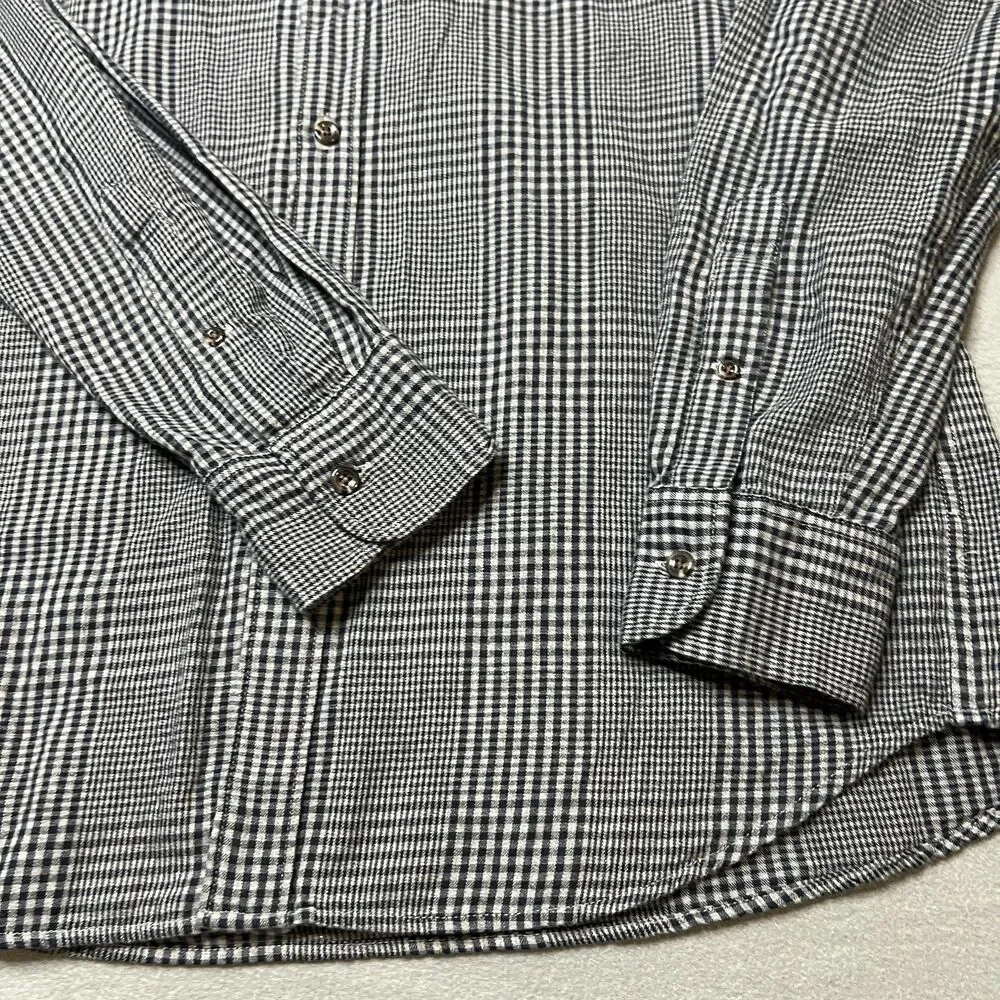 J. Crew Shirt Mens M Black Gray Houndstooth Check Long Sleeve Slim Fit Button-Up